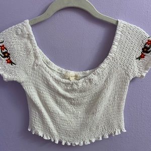 Floral cropped off the shoulder top